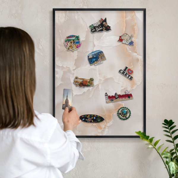 Lavagna magnetica in metallo decorata di colore nero Onde sottili