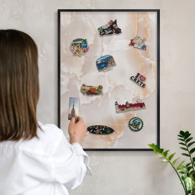 Lavagna magnetica in metallo decorata di colore nero Onde sottili
