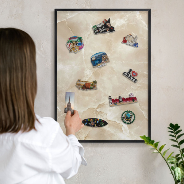 Lavagna magnetica in metallo decorata di colore nero Motivo marmorizzato