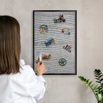 Lavagna magnetica in metallo decorata di colore nero Grigi