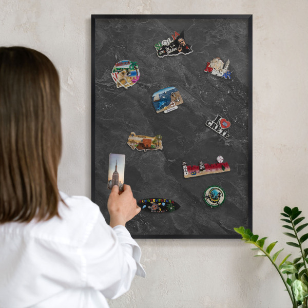 Lavagna magnetica in metallo decorata di colore nero Grigio eleganza t