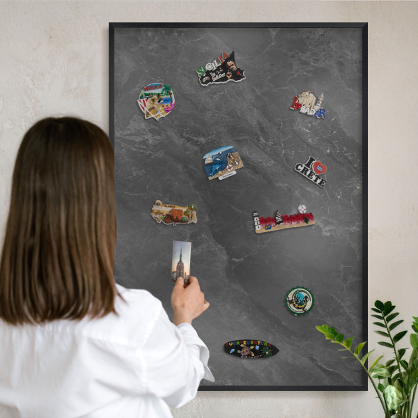 Lavagna magnetica in metallo decorata di colore nero Grigio eleganza t