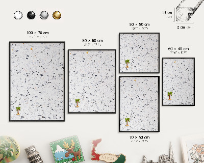 Lavagna magnetica per collezioni di calamite con cornice nera Stile terrazzo