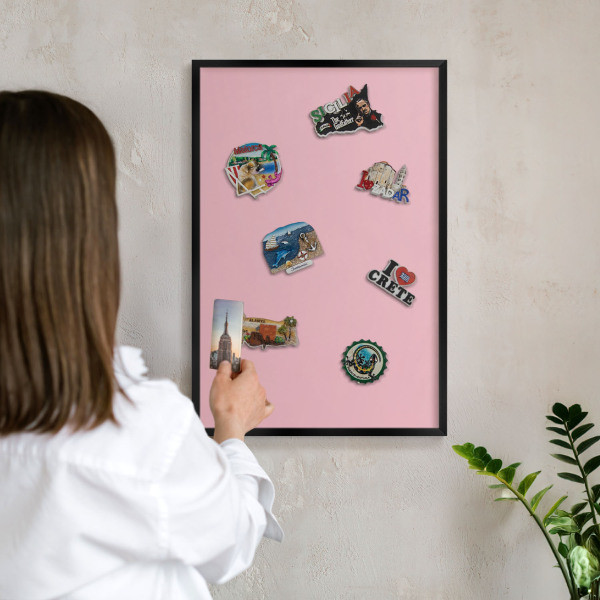 Lavagna magnetica in metallo decorata di colore nero Rosa chiaro