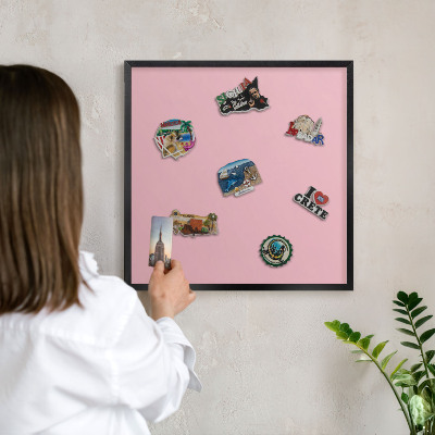 Lavagna magnetica in metallo decorata di colore nero Rosa chiaro