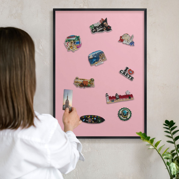 Lavagna magnetica in metallo decorata di colore nero Rosa chiaro
