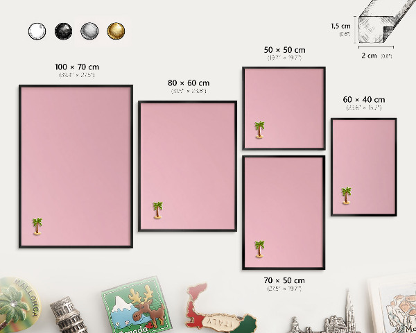 Lavagna magnetica in metallo decorata di colore nero Rosa chiaro