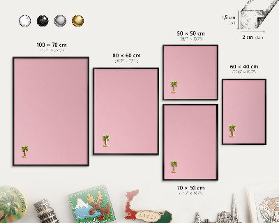 Lavagna magnetica in metallo decorata di colore nero Rosa chiaro