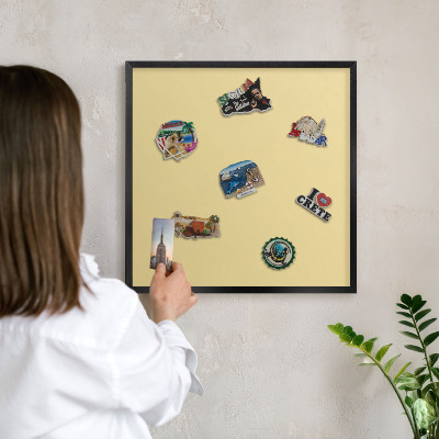 Lavagna magnetica in metallo decorata di colore nero Giallo crema