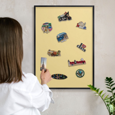 Lavagna magnetica in metallo decorata di colore nero Giallo crema