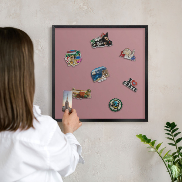 Lavagna magnetica in metallo decorata di colore nero Rosa cipria