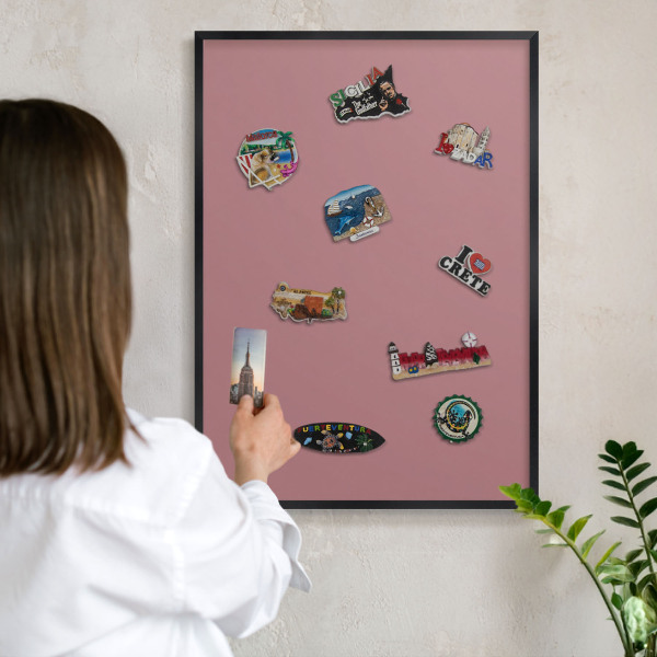 Lavagna magnetica in metallo decorata di colore nero Rosa cipria