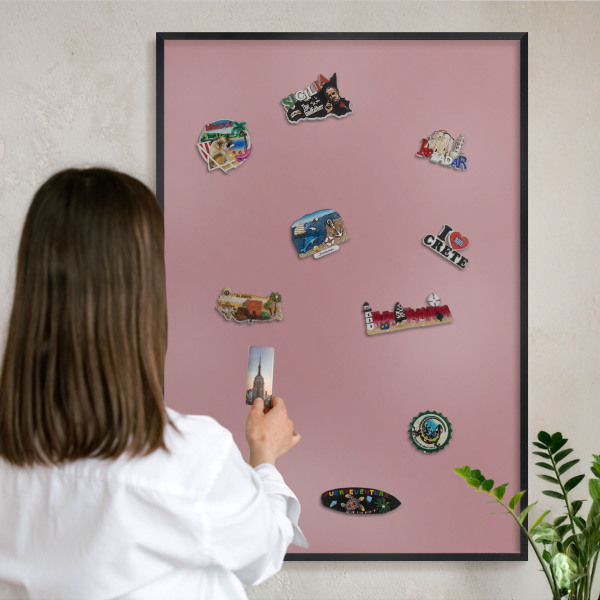 Lavagna magnetica in metallo decorata di colore nero Rosa cipria