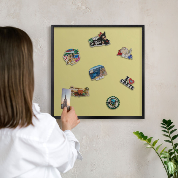 Lavagna magnetica in metallo decorata di colore nero Senape leggera