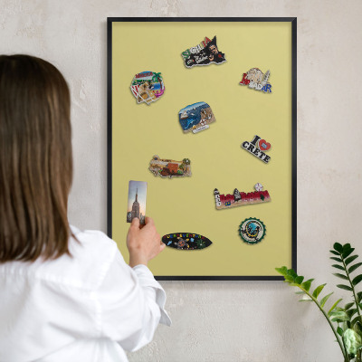 Lavagna magnetica in metallo decorata di colore nero Senape leggera