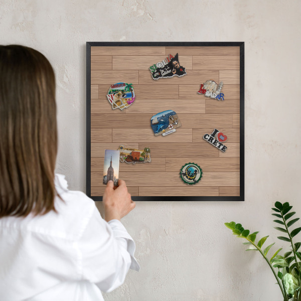Lavagna magnetica in metallo decorata di colore nero Modello in legno