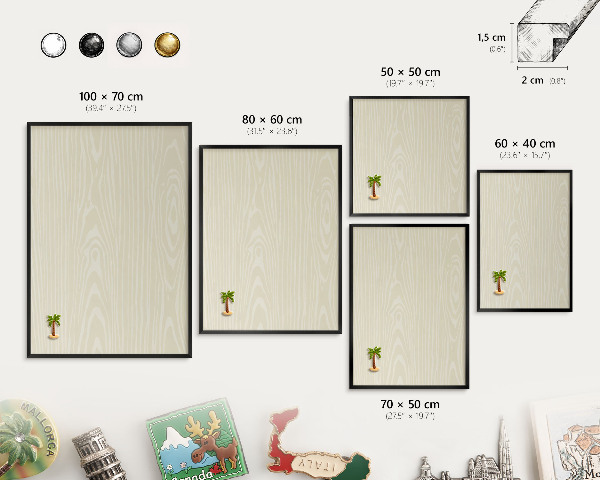 Lavagna magnetica per collezioni di calamite con cornice nera Grano beige