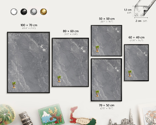 Lavagna magnetica per collezioni di calamite con cornice nera Marmo grigio
