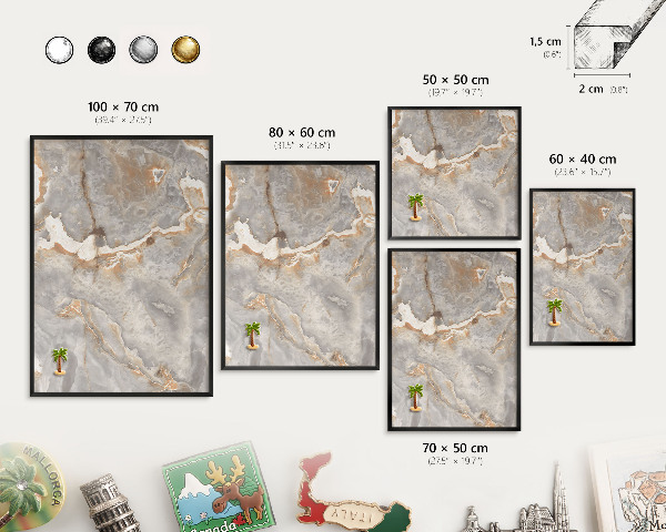Lavagna magnetica per collezioni di calamite con cornice nera Marmo eleganza