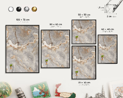 Lavagna magnetica per collezioni di calamite con cornice nera Marmo eleganza