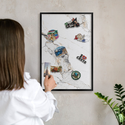 Lavagna magnetica in metallo decorata di colore nero Effetto marmo