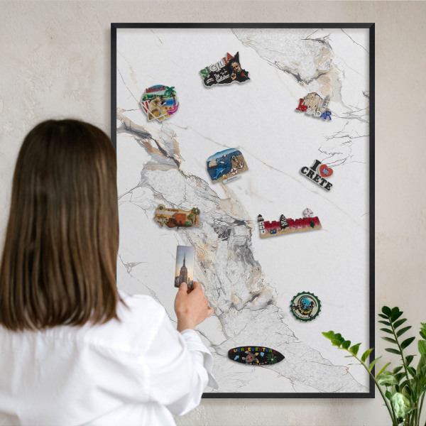 Lavagna magnetica in metallo decorata di colore nero Effetto marmo