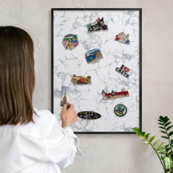 Lavagna magnetica in metallo decorata di colore nero Estetica del marmo