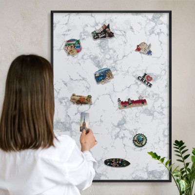 Lavagna magnetica in metallo decorata di colore nero Estetica del marmo