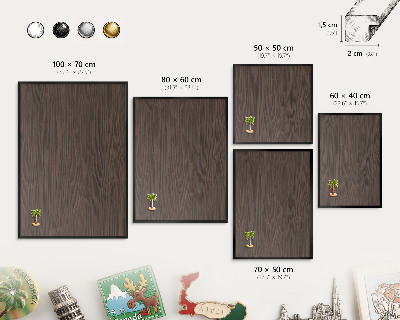 Lavagna magnetica in metallo decorata di colore nero Legno naturale
