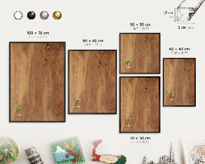 Lavagna magnetica in metallo decorata di colore nero Legno naturale