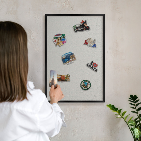 Lavagna magnetica in metallo decorata di colore nero Motivo vegetale