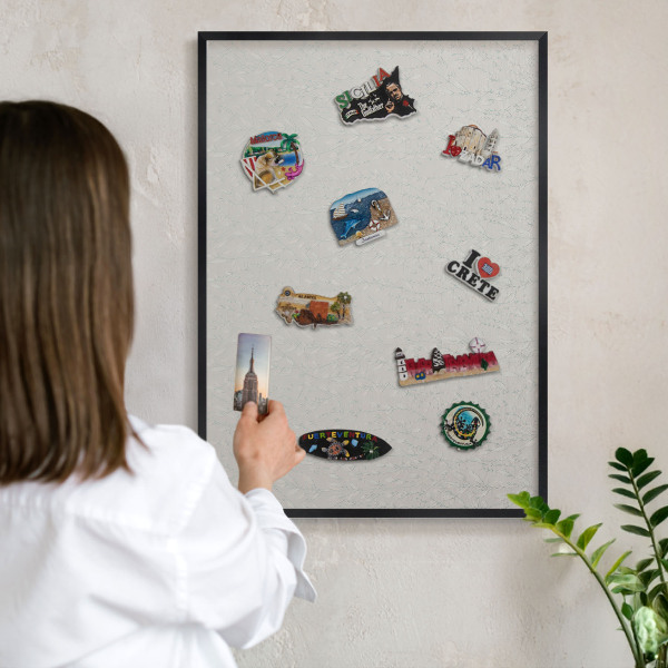 Lavagna magnetica in metallo decorata di colore nero Motivo vegetale