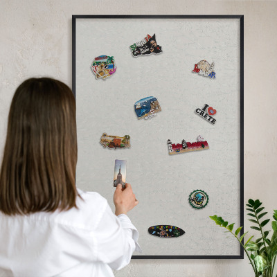 Lavagna magnetica in metallo decorata di colore nero Motivo vegetale