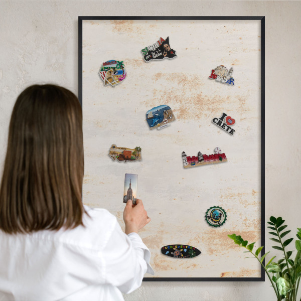 Lavagna magnetica in metallo decorata di colore nero Texture rugginosa