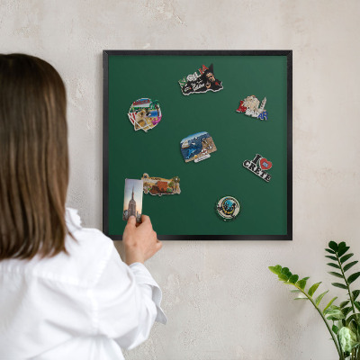 Lavagna magnetica in metallo decorata di colore nero Verde bottiglia