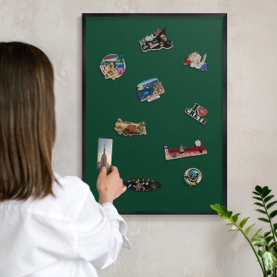 Lavagna magnetica in metallo decorata di colore nero Verde bottiglia