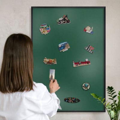 Lavagna magnetica in metallo decorata di colore nero Verde bottiglia