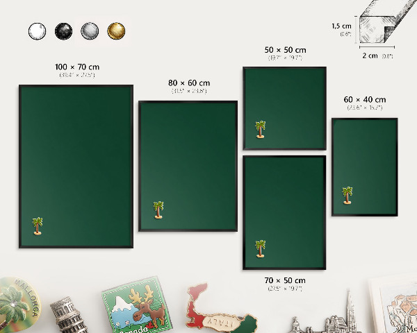Lavagna magnetica in metallo decorata di colore nero Verde bottiglia