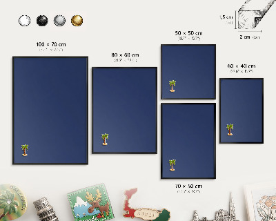 Lavagna magnetica per collezioni di calamite con cornice nera Blu navy acceso
