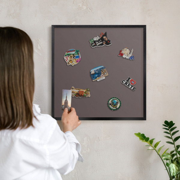 Lavagna magnetica in metallo decorata di colore nero Marrone sbiadito