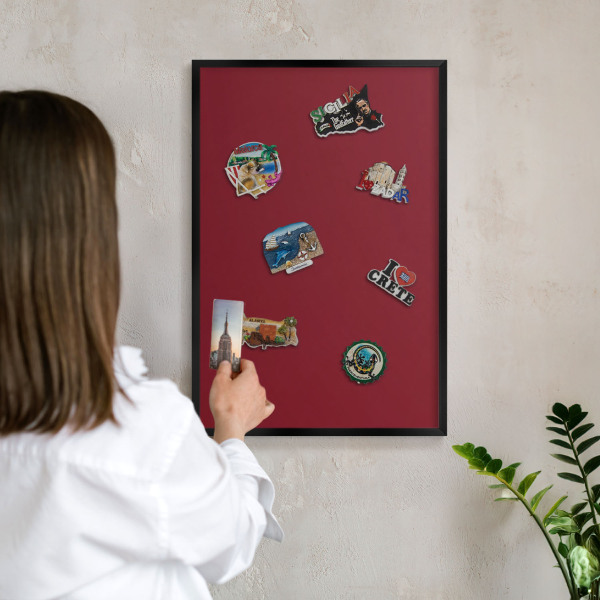 Lavagna magnetica in metallo decorata di colore nero Borgogna vivido