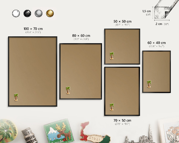 Lavagna magnetica in metallo decorata di colore nero Colore marrone