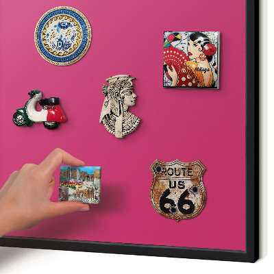 Lavagna magnetica in metallo decorata di colore nero Rosa intenso