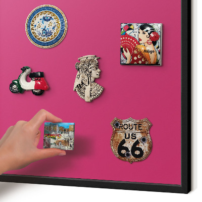Lavagna magnetica in metallo decorata di colore nero Rosa intenso