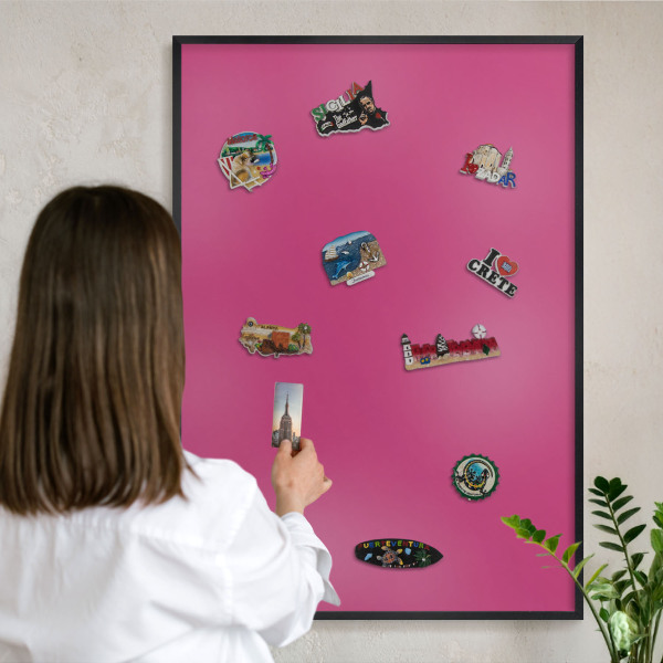 Lavagna magnetica in metallo decorata di colore nero Rosa intenso