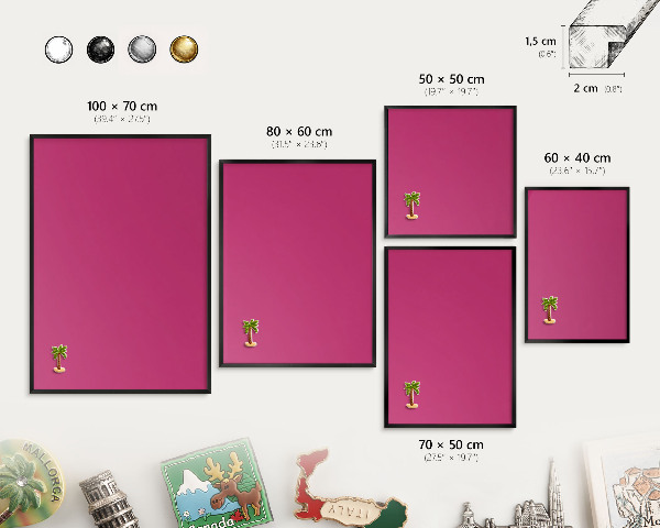 Lavagna magnetica in metallo decorata di colore nero Rosa intenso