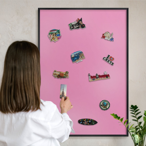 Lavagna magnetica in metallo decorata di colore nero Rosa freddo