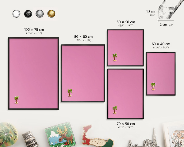 Lavagna magnetica in metallo decorata di colore nero Rosa freddo