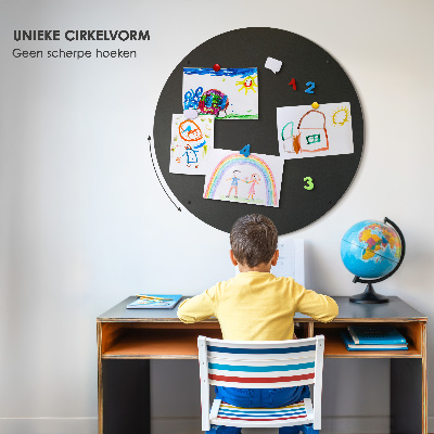 Lavagna magnetica da parete per calamite rotonda nera