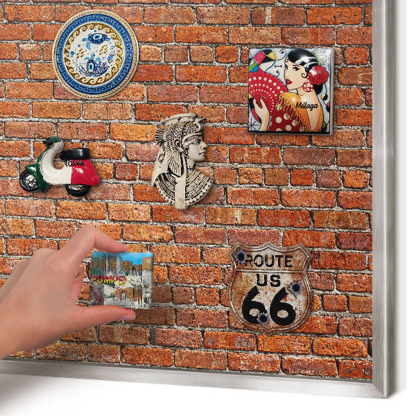 Lavagna magnetica decorativa da parete in colore argento Motivo a mattoni
